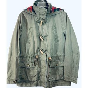 Springfield Womens Hooded Full Zip‎ Toggle Long Sleeve Utility Jacket Khaki 10